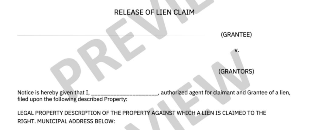 Washington Lien Release - Free Download