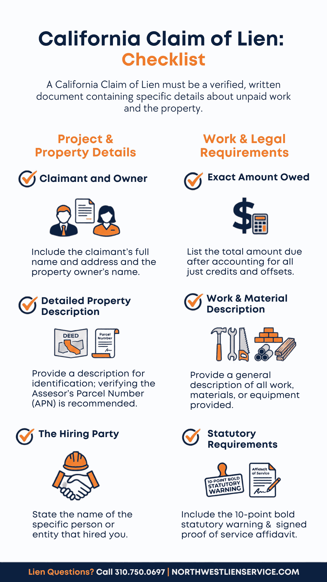 California Claim of Lien Checklist Infographics