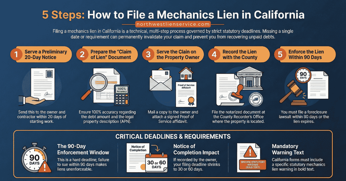 How to File a Mechanics Lien in California Infographic