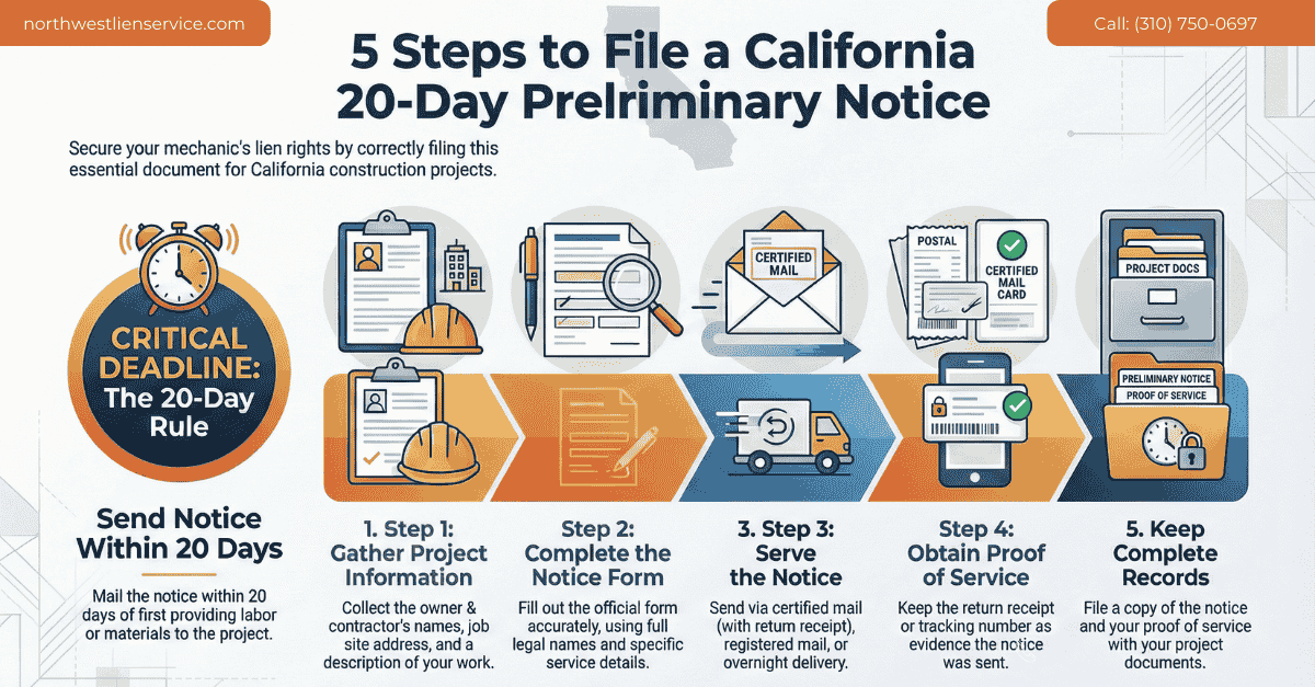 infographics - How to file a preliminary 20 day notice in California